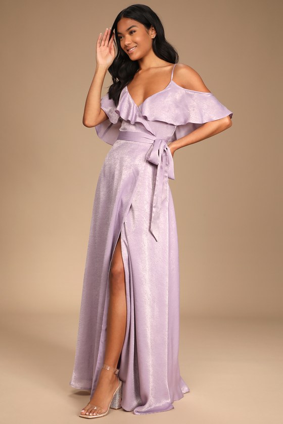 Lavender Dress - Cold-Shoulder Maxi ...